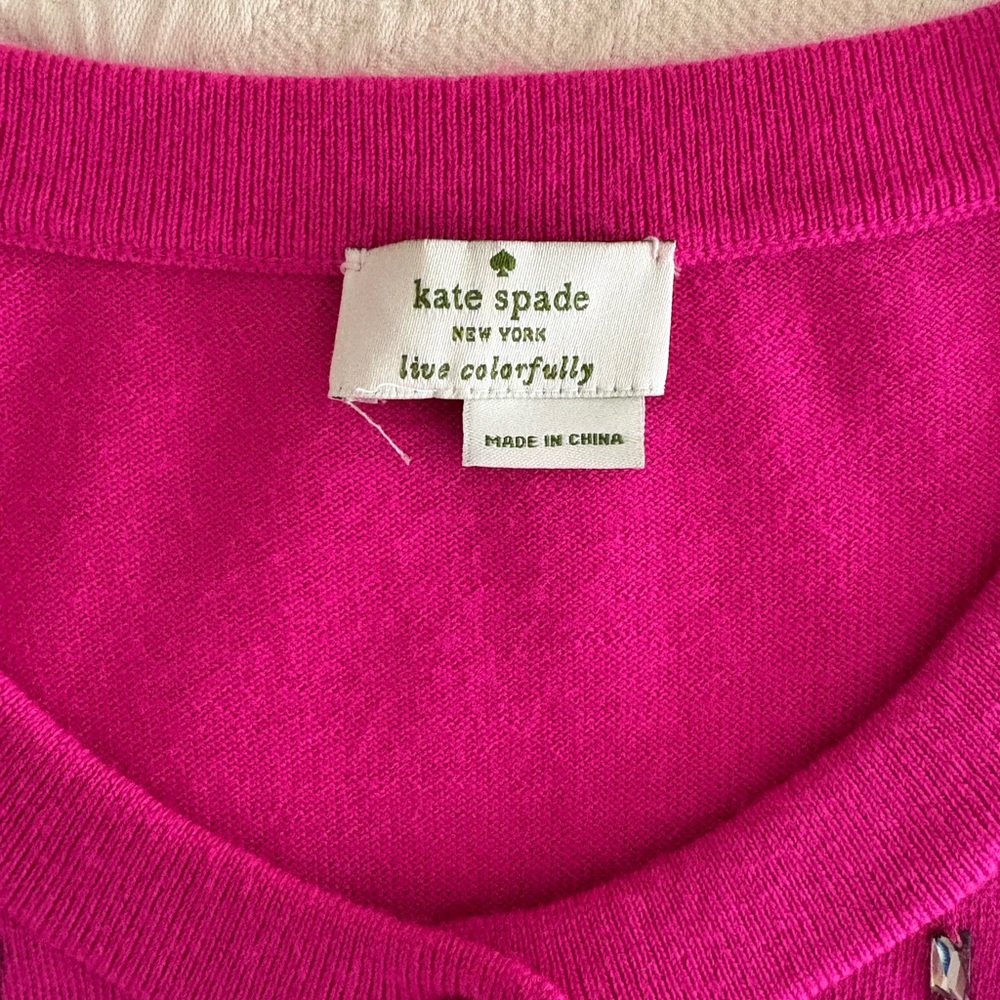 Kate Spade Hot Pink Cardigan with jewels - Picture 6 of 7